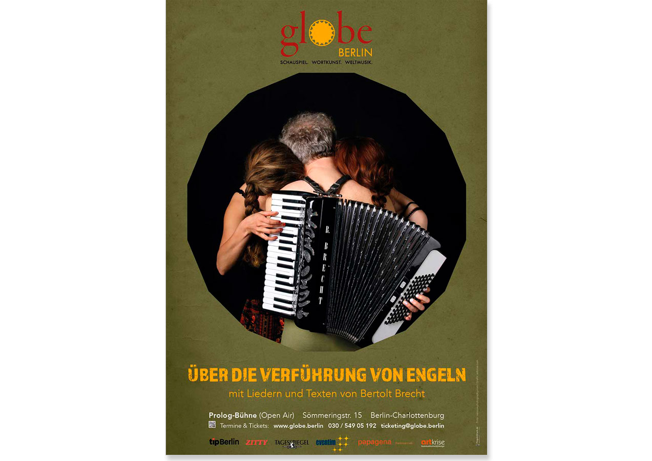 Plakat, "Über die Verführung von Engeln", Globe Ensemble Berlin